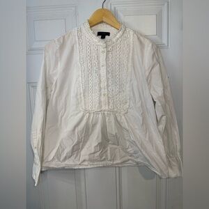 J. Crew Cream Buttoned Pleated Blouse